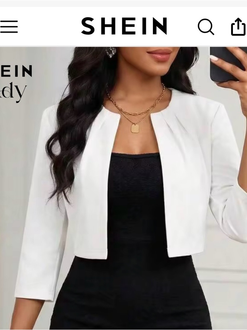 SHEIN Red Cropped Pleated Blazer